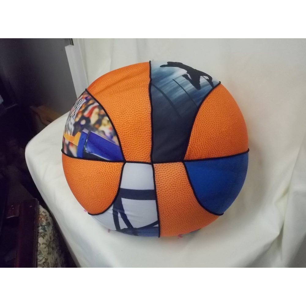 iscream Swish Basketball Microbead Decorative Pillow Round Sports Plush Orange